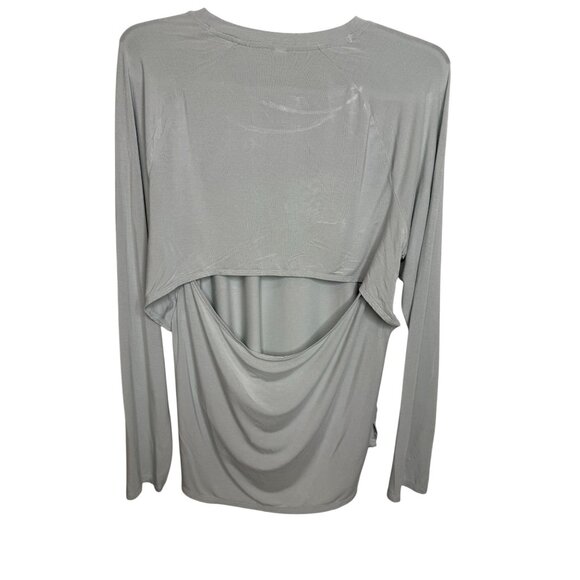 Under Armour L Sage Gray Cutout Back Long Sleeve Yoga Top - Picture 1 of 12